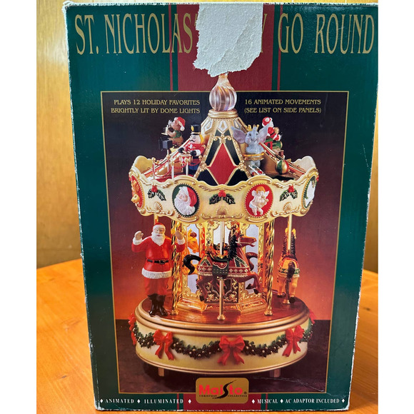 Vintage St. Nicholas Christmas Merry Go Round Carousel - Picture 15 of 16